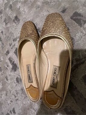 Jimmy Choo Gold Embellished Flats